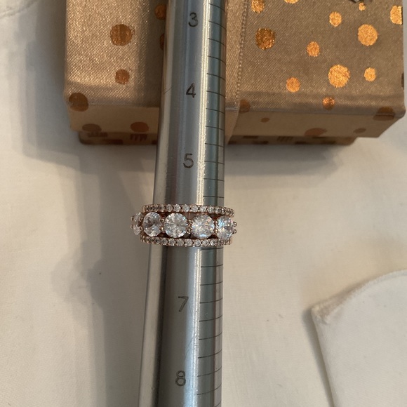 NEW/WITHOUT TAGS ITALY, 925 STERLING ROSE GOLD CUBIC ZIRCONIA WEDDING SET SIZE 6 - Picture 7 of 16